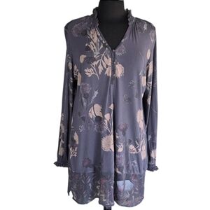 Next UK Floral Tunic Purple Ultra Soft Top Boho Chic Bohemian Large